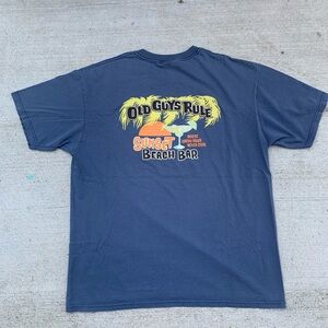 Old Guys Rule Sunset Beach Bar Blue Tee